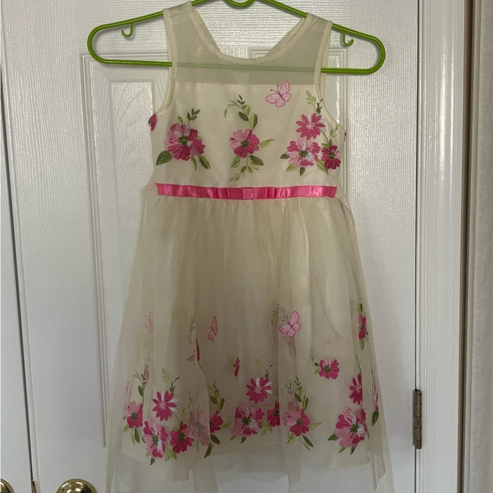 Floral Pink and Cream Kids Dress